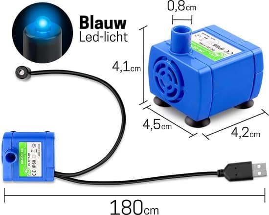 Drinking Fountain Pump - Whisper Quiet - Incl. LED Light High Efficiency and Energy Saving Promotes Water Circulation and Absorbs More