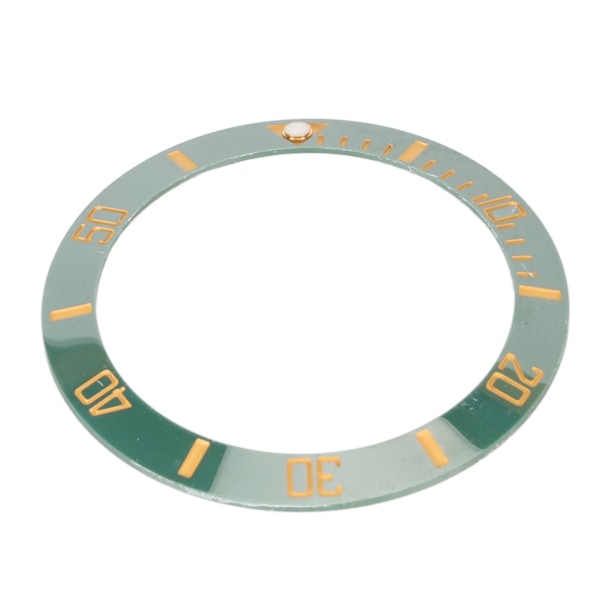 40mm Diameter Klocka Bezel Insats Ring Tydlig Skala Självlysande Keramisk Ersättningsbezel Insats Guld Karaktär Grön Baksida