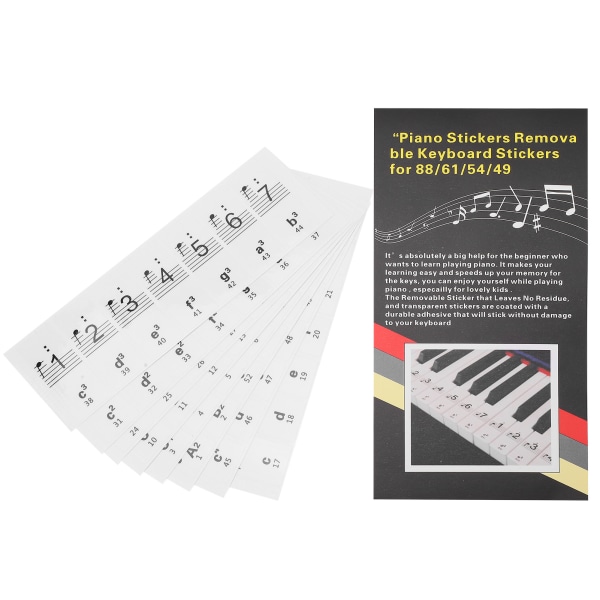 Pianoklistermärken Transparent musiknotation 49/54/61/88 Keyboards Etiketter för barn Nybörjarinlärning