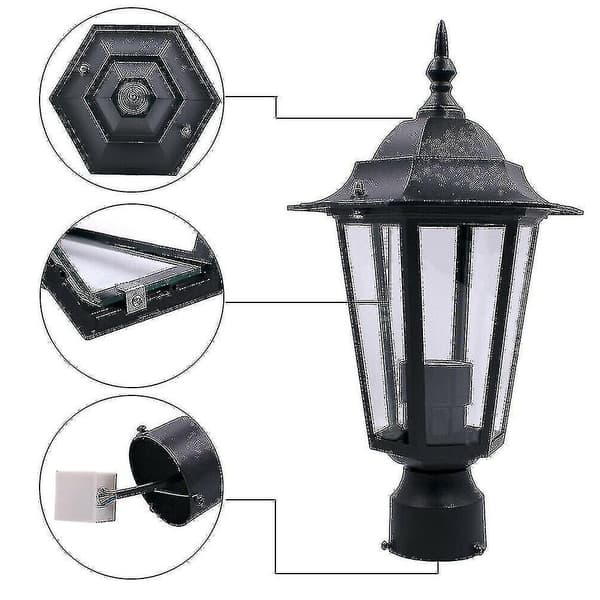 Pælelampe til udendørs have, terrasse, indkørsel, gårdhave, lanterne, sort top-WELLNGS