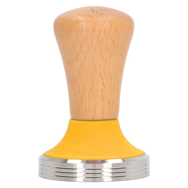 Kaffe Tamper i Træ, Fødevaregodkendt, Rustfri, Let at Rengøre, Kraftig Kaffe Tamper med Ergonomisk Håndtag til Baristaer, Gul 51mm/2.0in