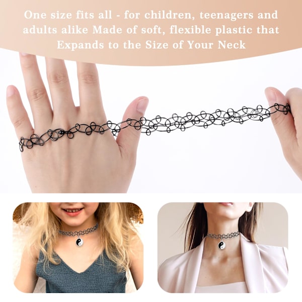 Klassisk Gotisk Punk Svart Choker Halskjede med Vedheng for Kvinner