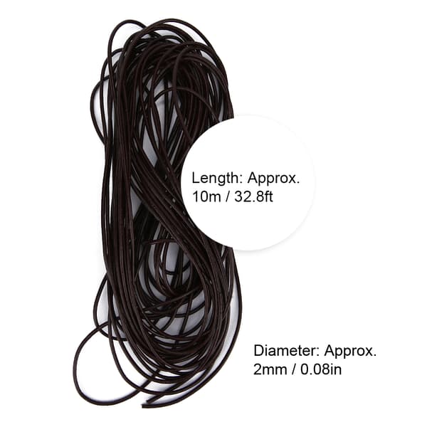 2,0 mm rund snorrem for DIY armbånd smykkelaging tilbehør (mørk kaffe 10 meter)