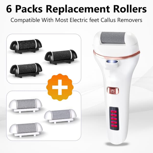 6-pack Replacement Rollers for Electric Foot File, Replacement Heads for Electric Pedicure Tools with Extra, Regular, Fine Coarseness