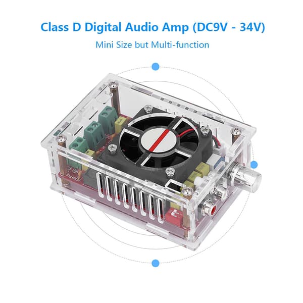 Høyeffekt 2*100W Digital Effekt Audio Forsterkerkort Klasse D Modul med Hus DC9‑34V