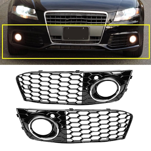 Dimljusskydd Lamphållare Nätgrill Passar Audi A4 B8 2009-2011 (Förkromat)