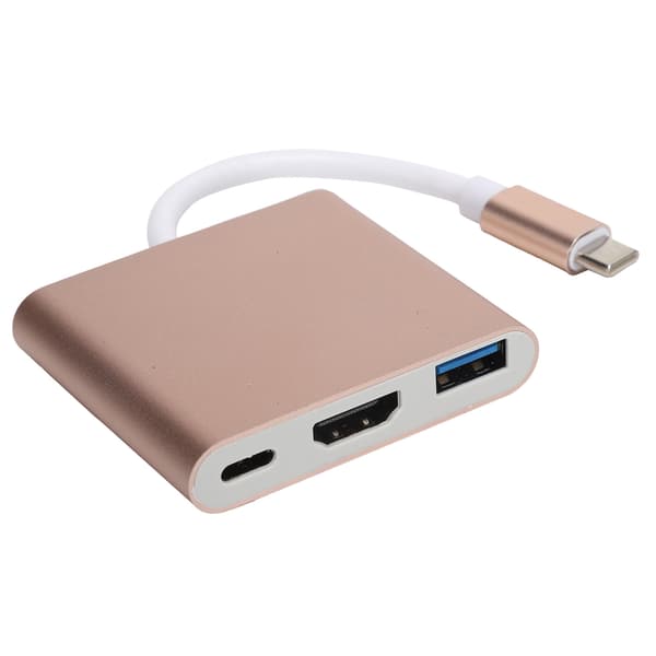 USB C Adapter 3.1 3 i 1 Hubb Konverter Dock Högupplöst Multimediagränssnitt 4K Roséguld