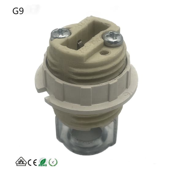 6-pakning G9 lampeholder med feste, keramisk gjenget G9 halogen