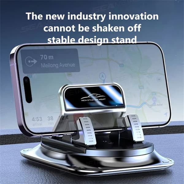 Mobile Phone Holder Car Dashboard Automatic Locking 360 Degree Rotation Non-Slip Black