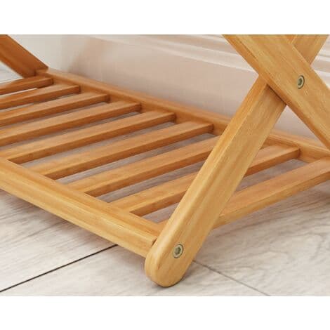 3-Tier Bamboo Shoe Rack, Foldable, Suitable for Home, Living Room, Balcony 40cm Long