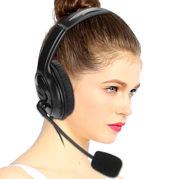 ABS Lättvikt Dator Mobiltelefon Gaming Headset Rörlig Spole 3.5mm Samtal Hörlurar för PS4 Svart med Vit Box Förpackning