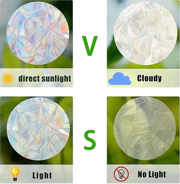 2025 New Self-Adhesive Round Window Static Rainbow Glass Decals Sun Catcher Window Warning Decals Non-Adhesive