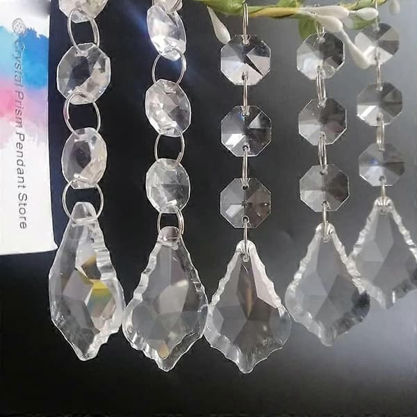 Krystallprismer til lysekrone, 5 stk., 34 mm lønnebladprismer, deler til anheng