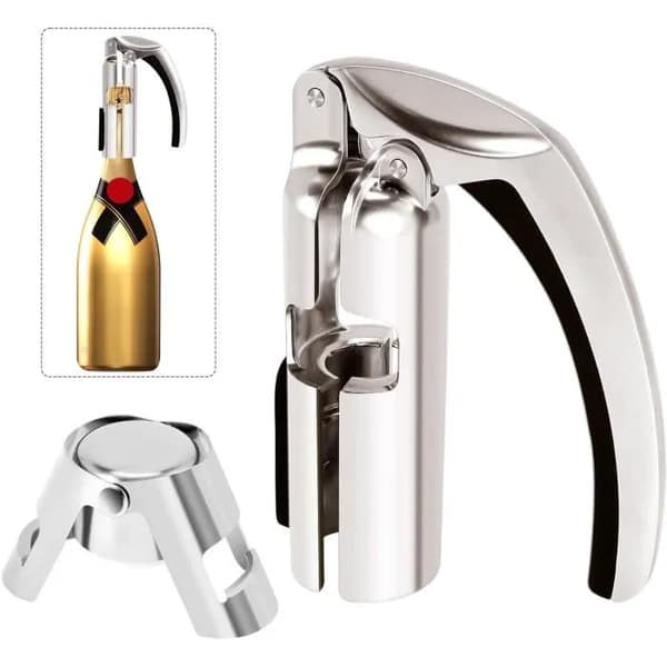 Bottle Opener - Champagne Corkscrew - Zinc Alloy - 2 Pieces - Modern Style