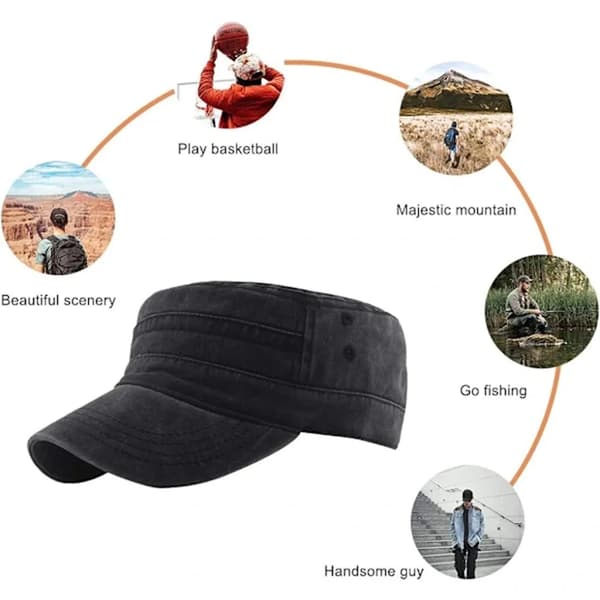 Retro justerbar militærcaps for menn, Army Cadet Cap, bomull B