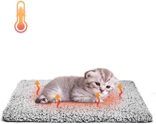 Self-heating pet mat, small heating blanket, constant temperature, waterproof cat bed, dog heating pad (grey)