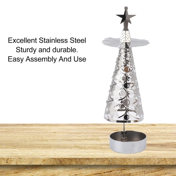 Spinnande ljushållare Roterande ljusstake Set för romantiskt bröllop julfest Silver Snowflake