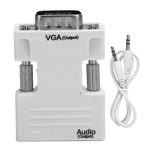 High Definition Multimedia Interface til VGA Konverter Hunn til Hann HD Lydkabel Adapter Hvit