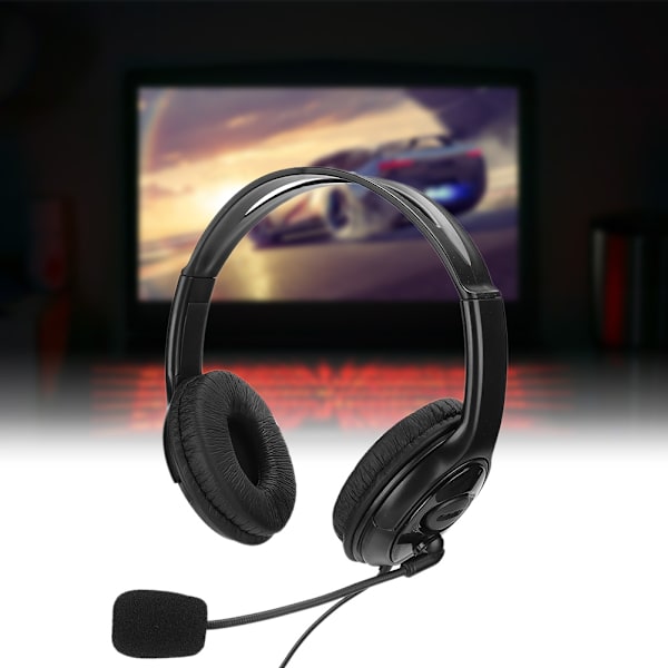 ABS Lättvikt Dator Mobiltelefon Gaming Headset Rörlig Spole 3.5mm Samtal Hörlurar för PS4 Svart med Vit Box Förpackning