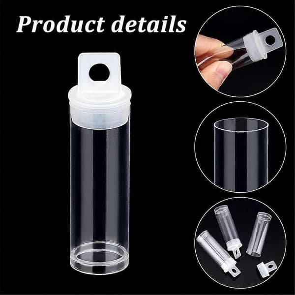 30 Pcs Clear Tube Bead Containers, Plastic Storage Tubes with Lids Transparent