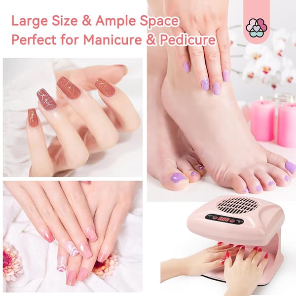 Air Nail Dryer with Automatic Sensor, 300W Timer Air Nail Fan for Both Hands and Feet, Hot & Cold Wind Blower for Regular Nail Polish