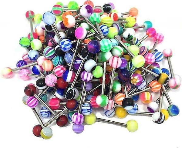 100 Mix Pack 14G Navelpiercingar 100st 14G Tungpiercing Navel Näsring Kit