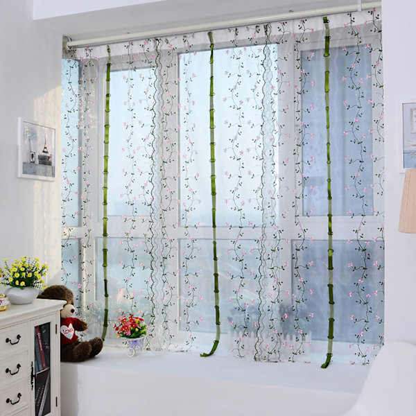 Broderet romersk gardin Klassisk blomstervindueskærm Elegant broderet romersk gardin til soveværelse balkon 1,5 m/59,1 tommer højde