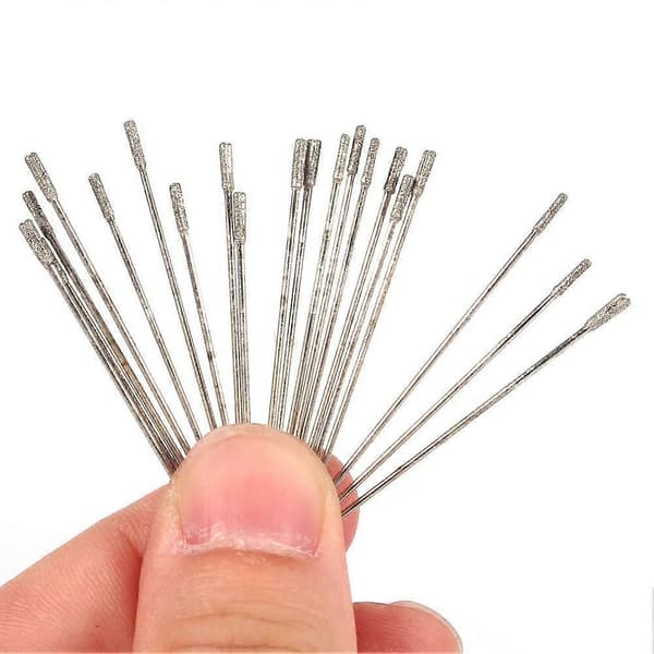 Jewelry Drill - 20 Pcs/Pack 1mm Coated Diamond Abrasive Drill, Solid Drill Needle, Agate Drill for Jewelry Agate 1.6-1.8mm