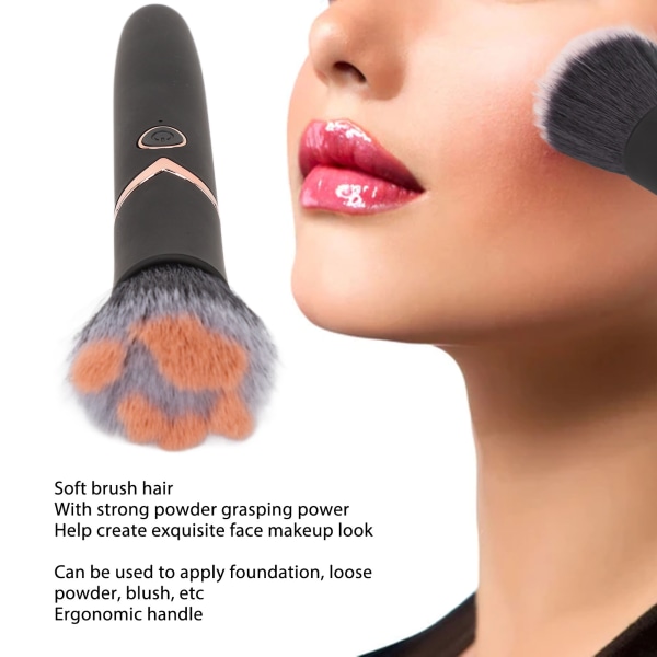 Makeup Brush Foundation Blush Loose Powder Brush 10 Gears Vibration Elektrisk massagebørste Sort