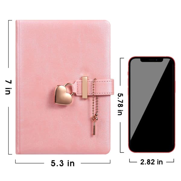 A Diary with Lock and Key, a Heart-Shaped Combination Lock, a Lockable Diary for Girls, a Personal Leather Notebook (B).