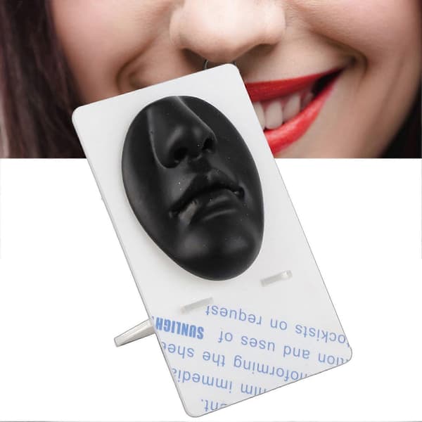 Silicone Mouth-Nose Model 3D Realistic Reusable Display Nose Piercing Practice Model BlackYMMR)