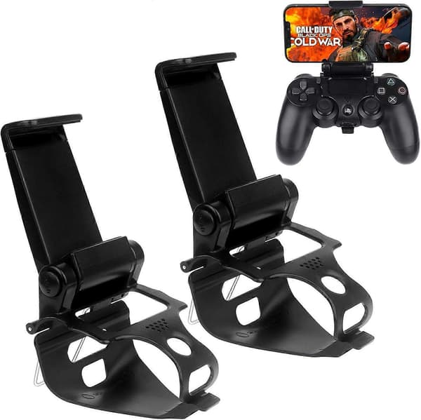 2-pak telefonholdere til P-S-4-controller, justerbare til Android/iOS-smartphones, spilklemmeholder kompatibel med P4/PS4 Slim/P-controller