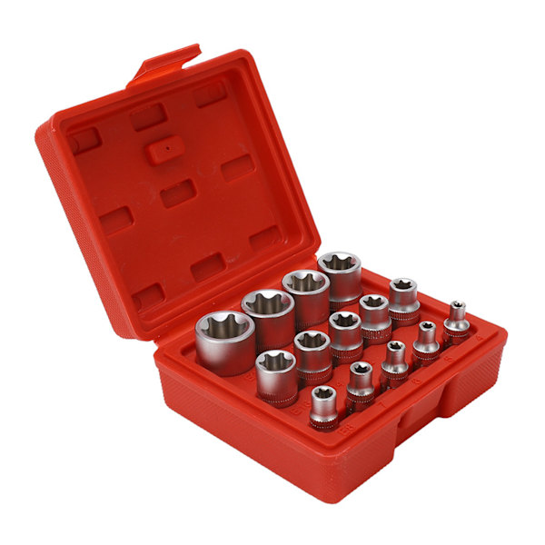 14-dels E-typ Torx-stjärnbitsats E4‑E24 1/4\" 3/8\" 1/2\" Drivverktygsset
