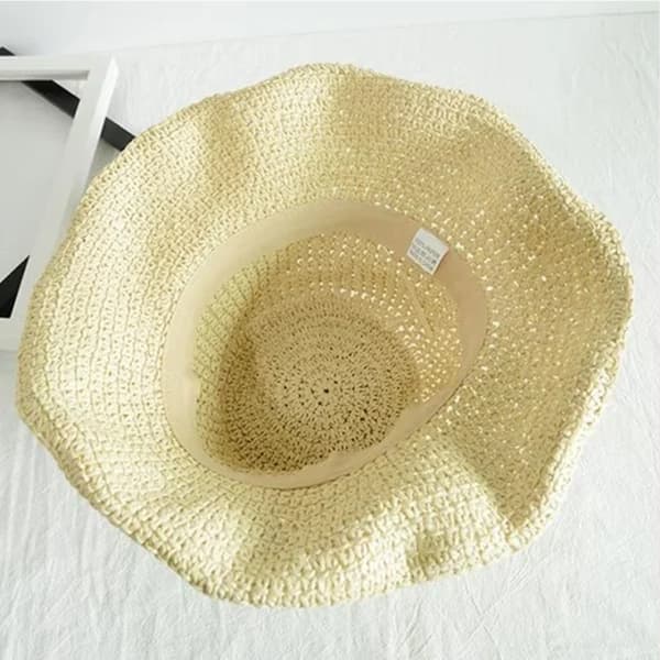 Sammenfoldelig stråhat til kvinder, sammenfoldelig bred stråhat - sommer & strand, damesolhat til sommeren 57-59 cm brun