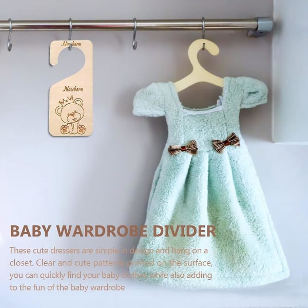 Babyskabsopdelere i træ - Sæt med 7 - Organiser babytøj fra nyfødt til 24 måneder - Børnehaveindretning til drenge og piger - Babygarderobeophæng