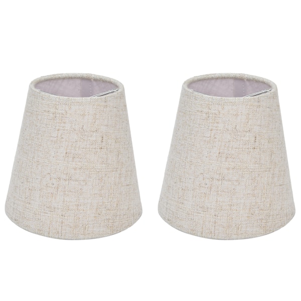 2 stk. bordlampe skjermdeksel stoff klips på lampeskjerm for E14 skrue stearinlyslampe lysekrone PT13 beige hvit kant