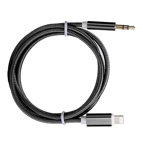 Bil AUX-kabel til IOS 12 3,5 mm AUX-lyd til IOS-interfaceadapter Nylonflettet kabel Sort