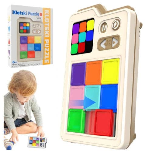 Super Slide Puzzle - Electronic brain training with over 1000 challenges and 3 game modes, perfect and smart gift for kids and adults
