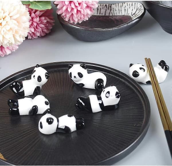2025 Suitable 6PCS Cute Ceramic Panda Chopsticks Rest Rack Stand Holder for Chopsticks, Ceramic Chopsticks Stand Rest