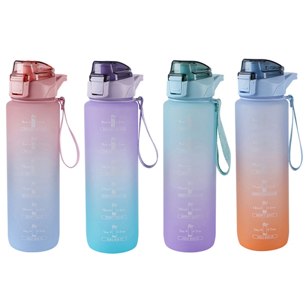 Sport 1000 ml vattenflaska med sugrör för utomhusresor Purple