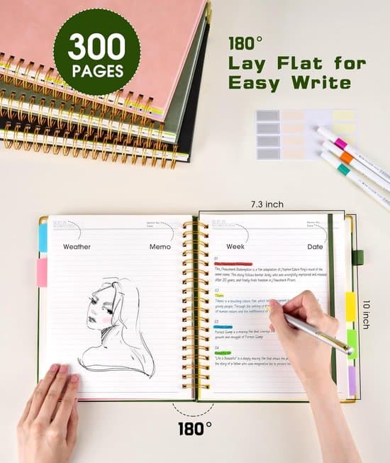 Notebook - Spiral Bound, Leather Cover - 300 Pages - 5-Column Layout - (10 x 8.07 inches) - Lined - Green Green