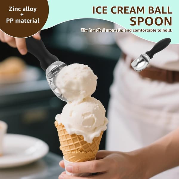 This ice cream scoop has an ergonomic design with a soft, comfortable handle.