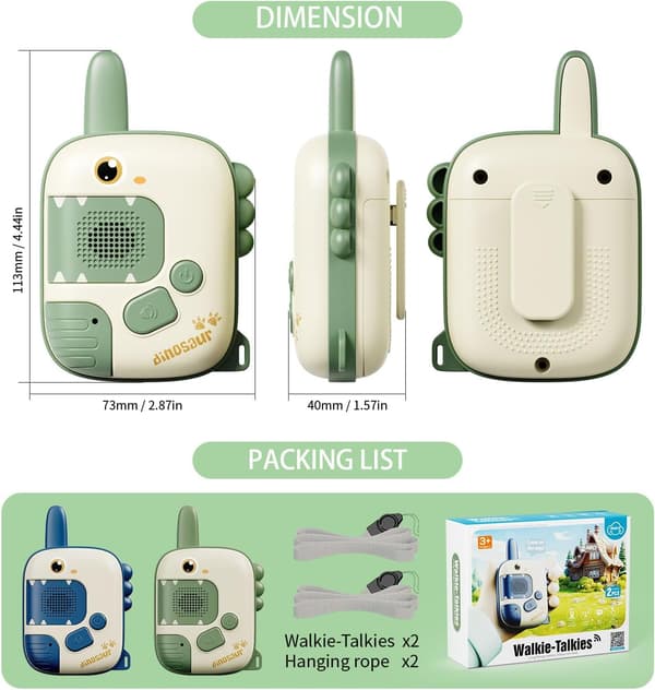 Dinosaurie Walkie-Talkies for Gutter og Jenter i Alderen 3–7 – Intercom-gave