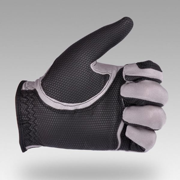 Golfhandske Vänster Hand Polyester Hög Elasticitet Andningsbar Tvättad Enstaka Golfhandske för Män Kvinnor Svart Grå L