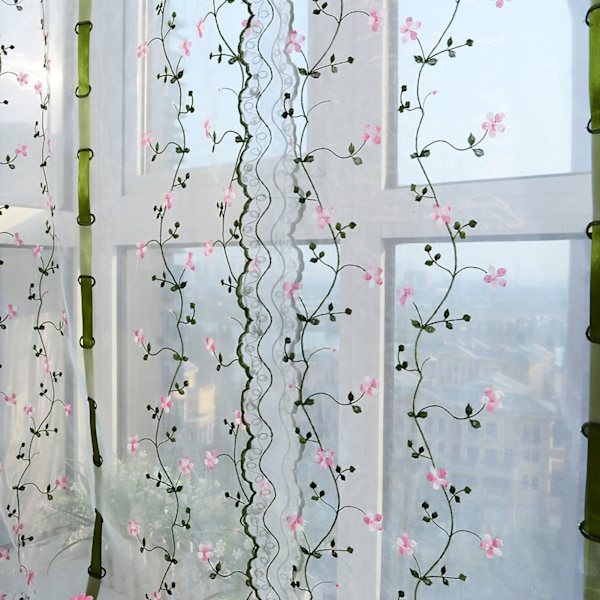 Broderet romersk gardin Klassisk blomstervindueskærm Elegant broderet romersk gardin til soveværelse balkon 1,5 m/59,1 tommer højde