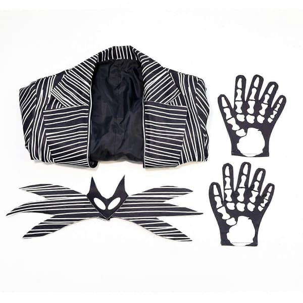 Herr Cosplay-dräkt Jack Skellington Skelettdräkt Set med krage och handskar S