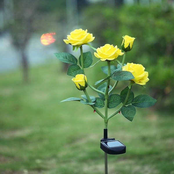 Utomhussolrosor, 2-pack dekorativa vattentäta trädgårdsbelysning för uteplats (gul)