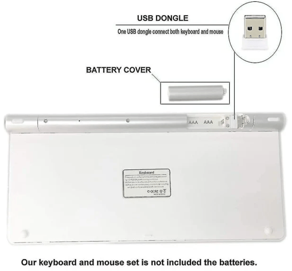 Wireless Keyboard and Mouse - Compatible with Apple iMac, Windows or Android Systems (2.4 GHz Wireless) - Wireless Keyboard and Mouse