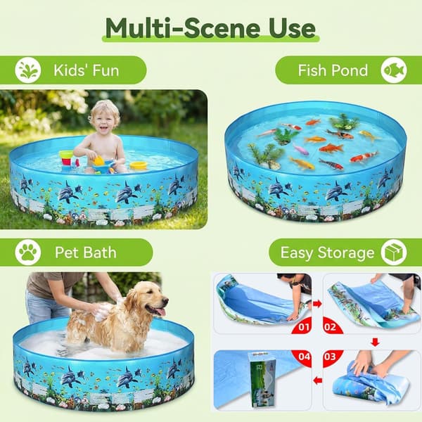 Outdoor Children's Pool - Beautifully Designed - Durable and UV-Resistant PVC - Quick Setup Without Inflation