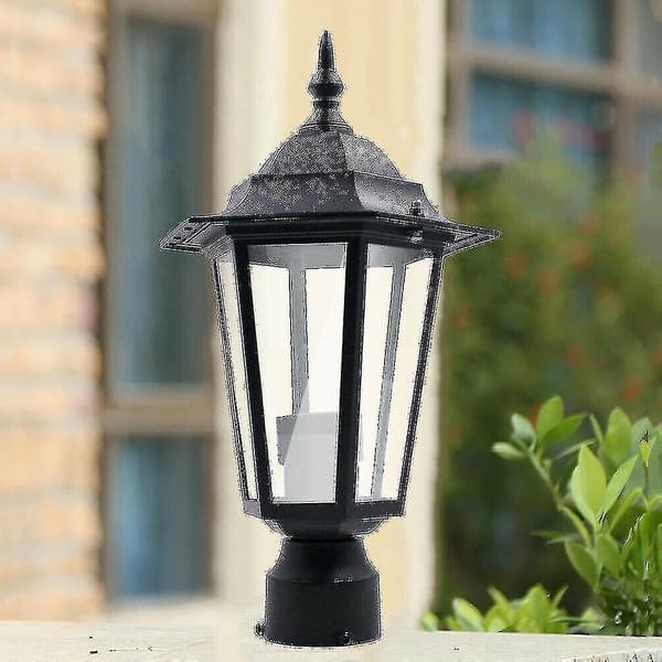 Pælelampe til udendørs have, terrasse, indkørsel, gårdhave, lanterne, sort top-WELLNGS